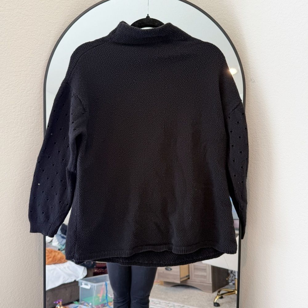 Anthropologie Moth‎ Eyelet Sweater Black